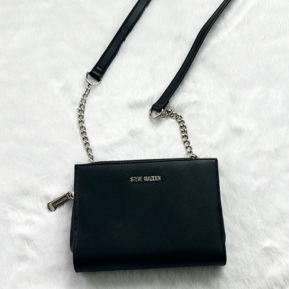 Like New Steve Madden Black Crossbody Double Sided Wallet Purse - Picture 2 of 11